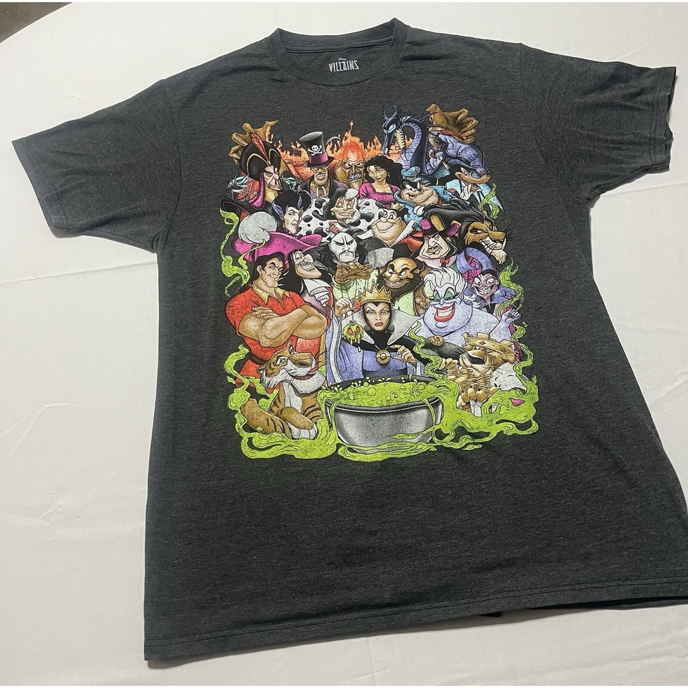 Disney "Villain Group" Graphic T-Shirt for Men Charcoal Heather/Black Large